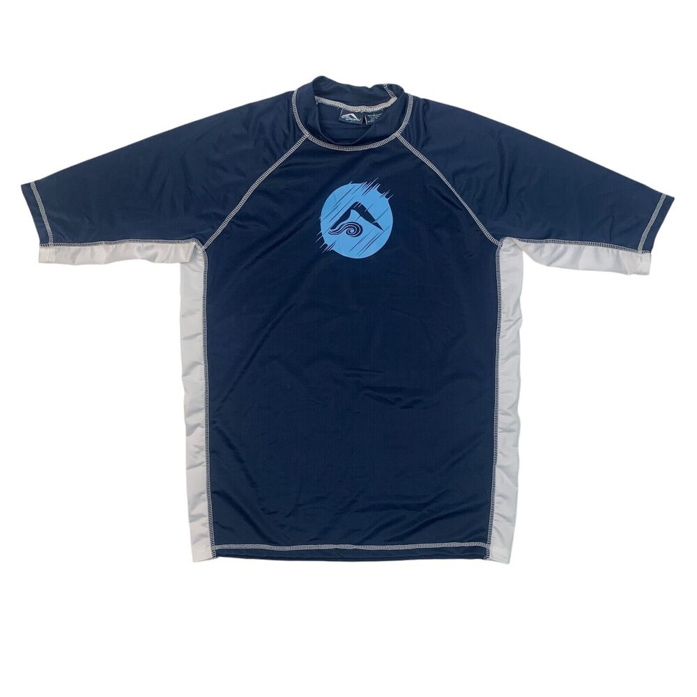 Kanu Surf Rashguard Mens L Navy Surf Mercury UPF 50+ Short Sleeve Water Shirt
